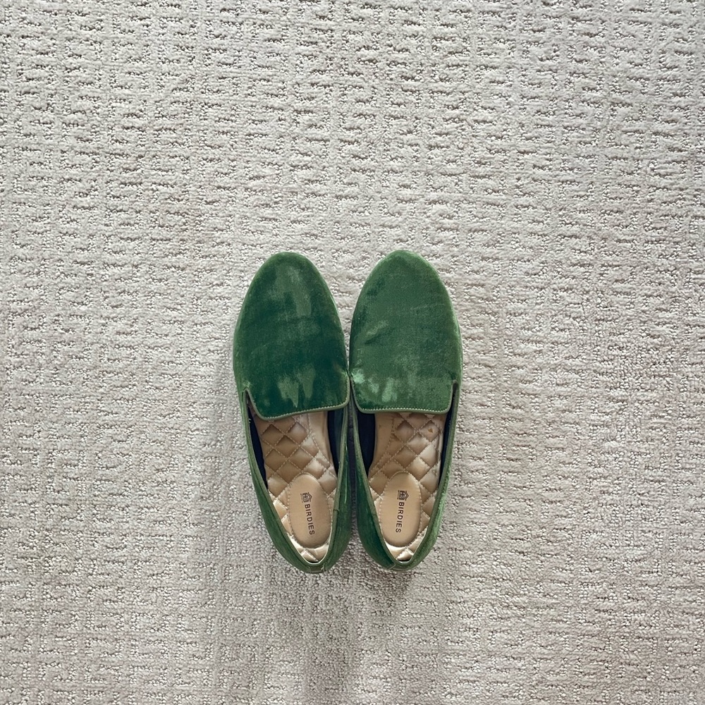Birdies Dark Green Velvet Shoes